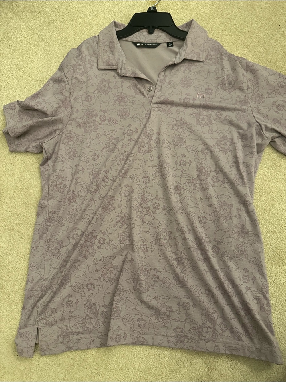 Travis Mathew Lavender Floral Polo Shirt. Size XL